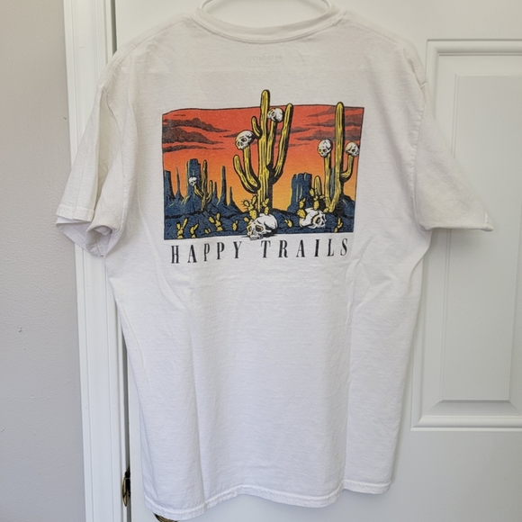 Retrofit Mens T Shirt Happy Trails Cactus Skulls Southwest 100% Cotton Large - Picture 4 of 7